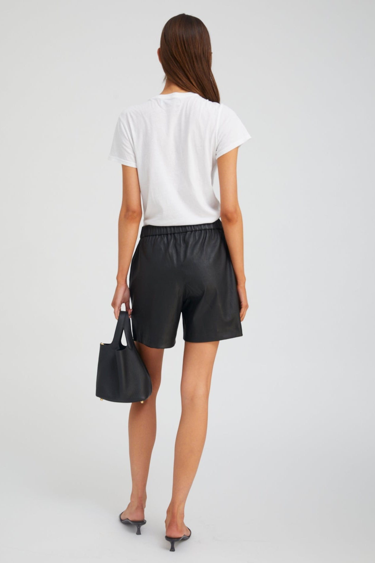 BLACK LEATHER CULOTTE SHORTS - 5