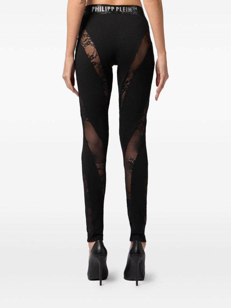PHILIPP PLEIN rhinestones lace leggings outlook