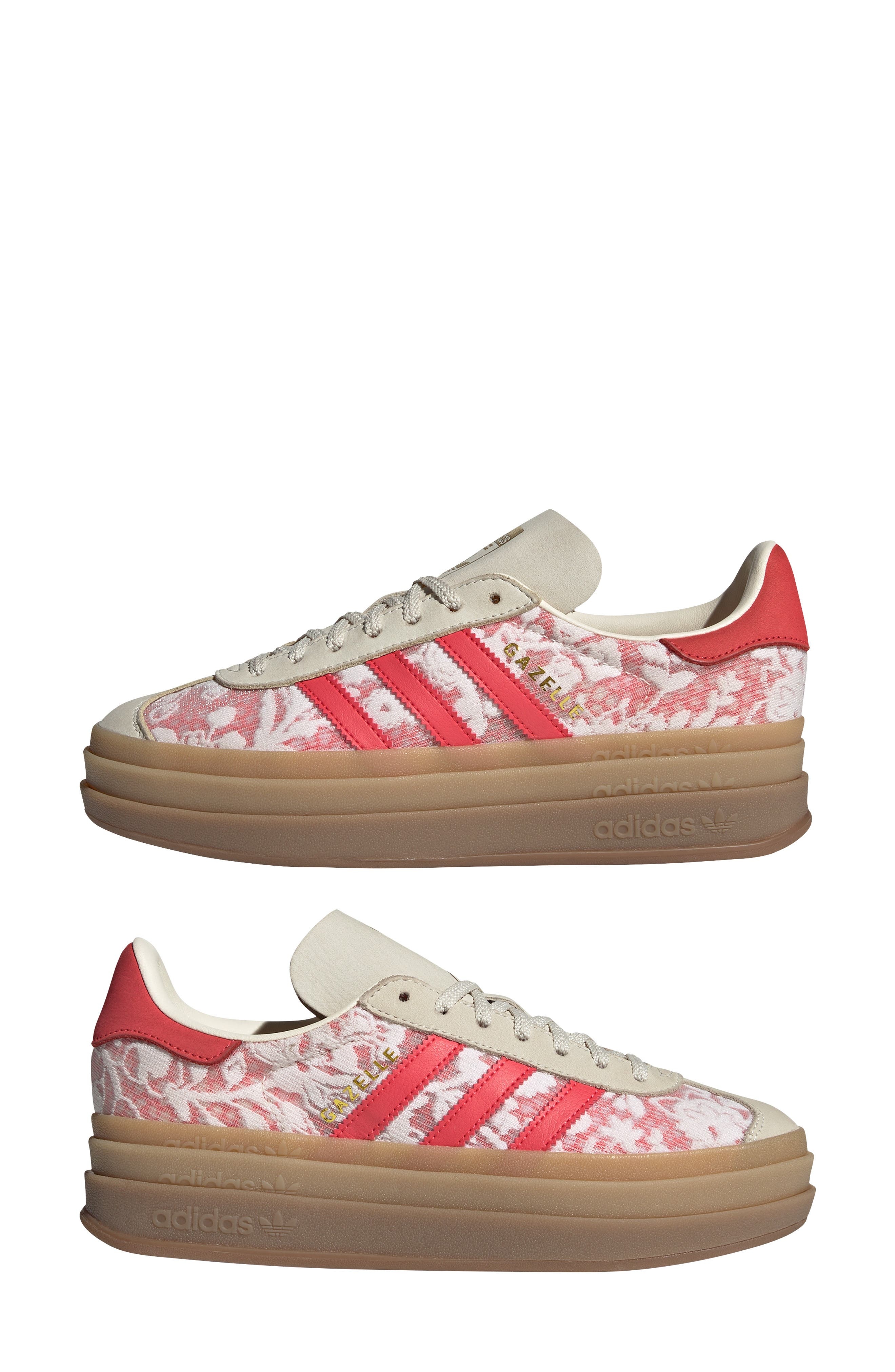 adidas x Liberty London Gazelle Bold Platform Sneaker in White/Cream White/scarlet at Nordstrom - 7