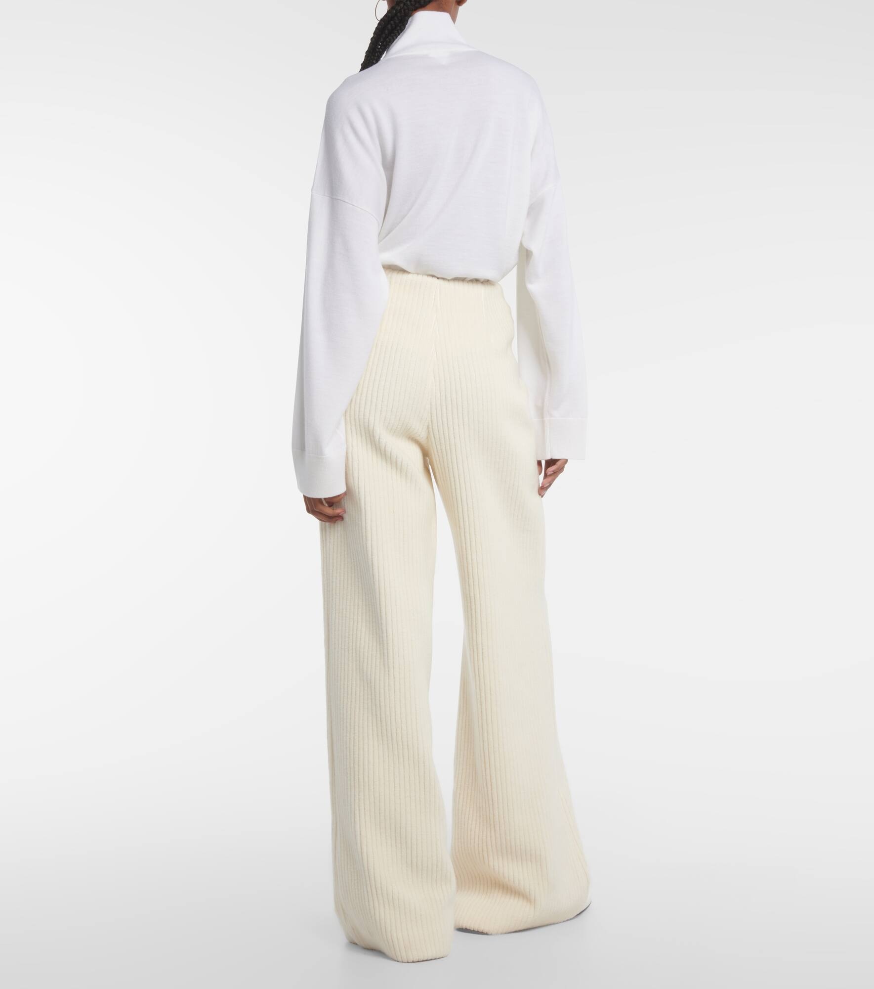 Wool and cotton corduroy wide-leg pants - 3