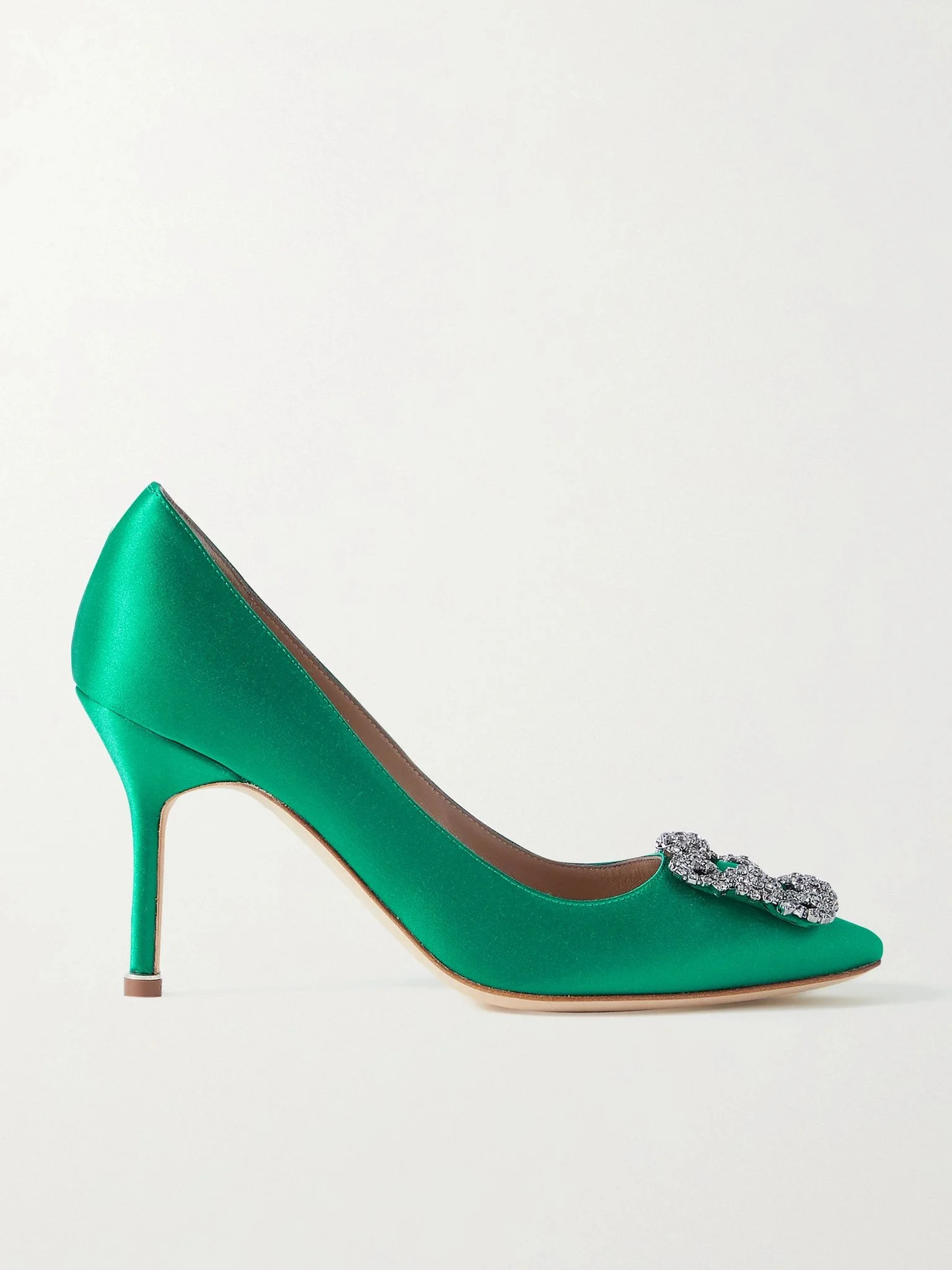 Hangisi 90 crystal-embellished satin pumps Jade - 1