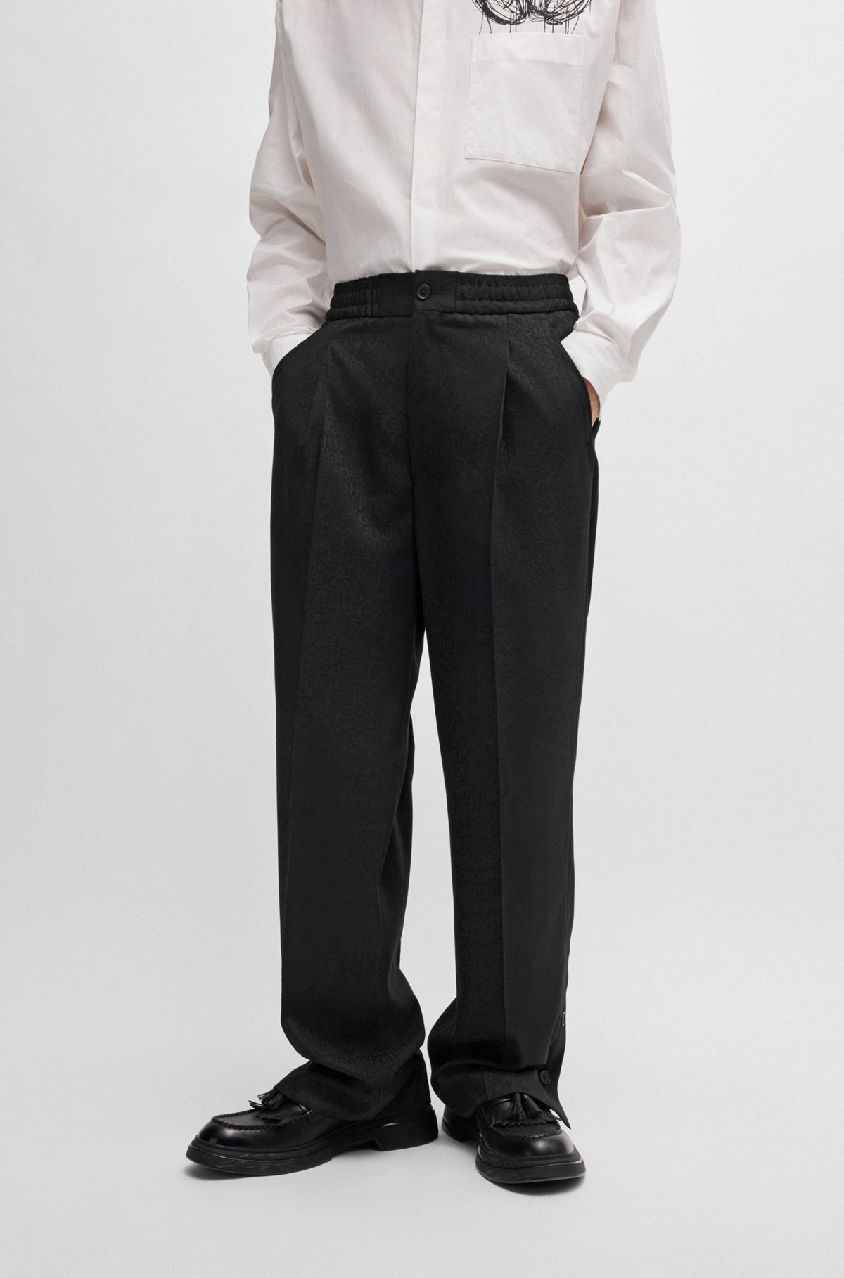 HUGO X LES BENJAMINS MODERN-FIT TROUSERS IN PATTERNED JACQUARD - 2