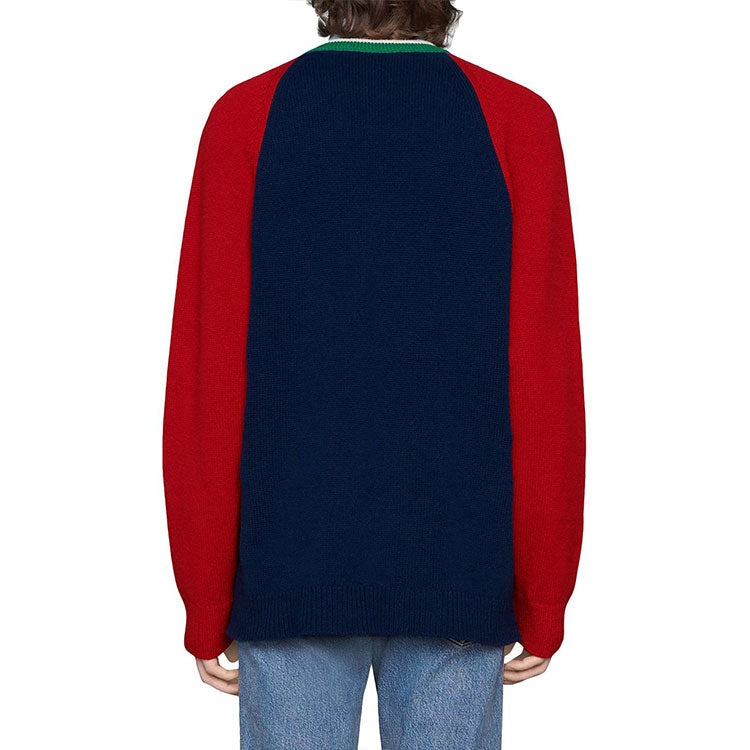 Gucci V-neck Wool Sweater With Lyre 'Blue' 575504-XKATG-4278 - 4