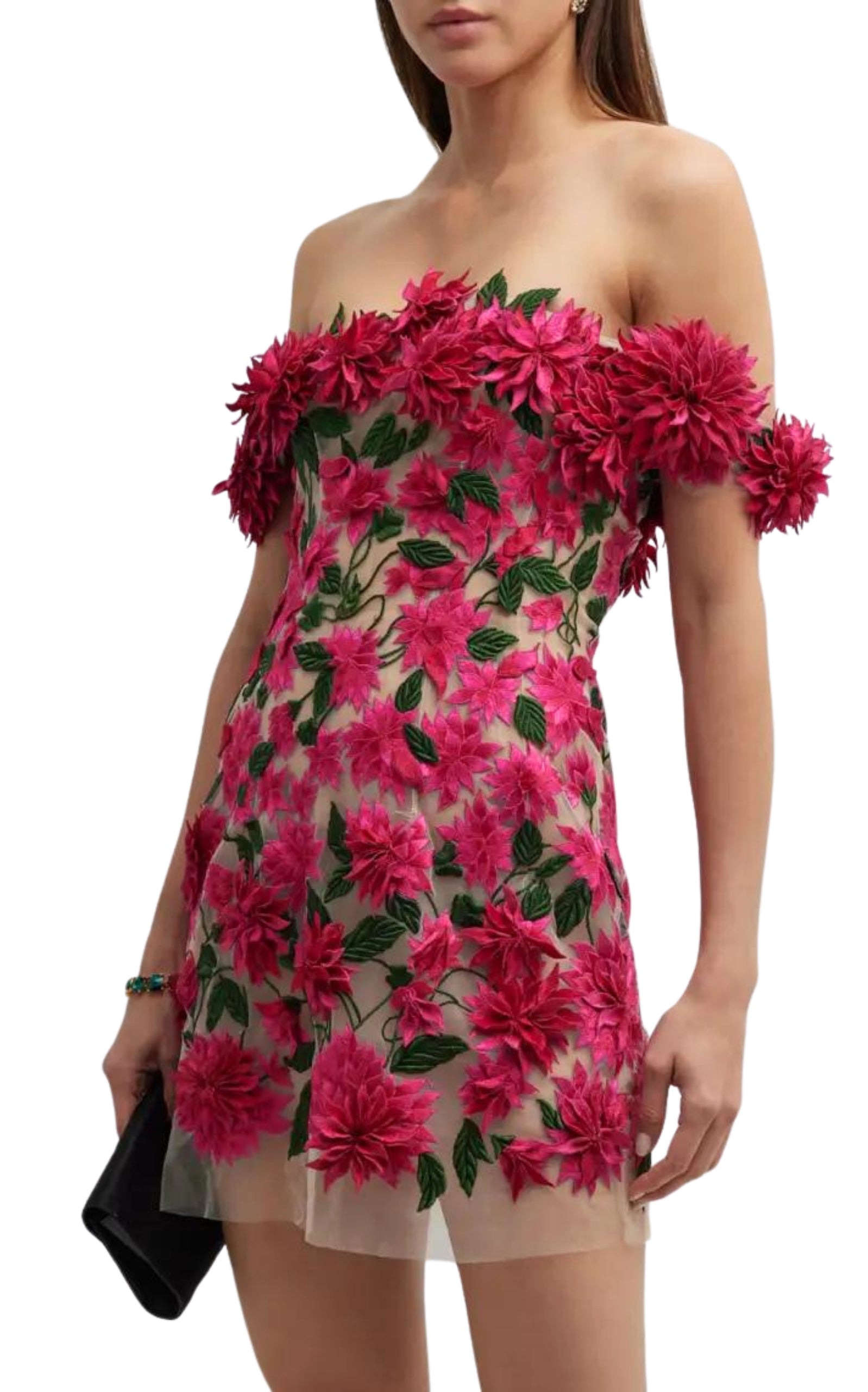 Dahlia Floral-appliqué Mini Dress - 3