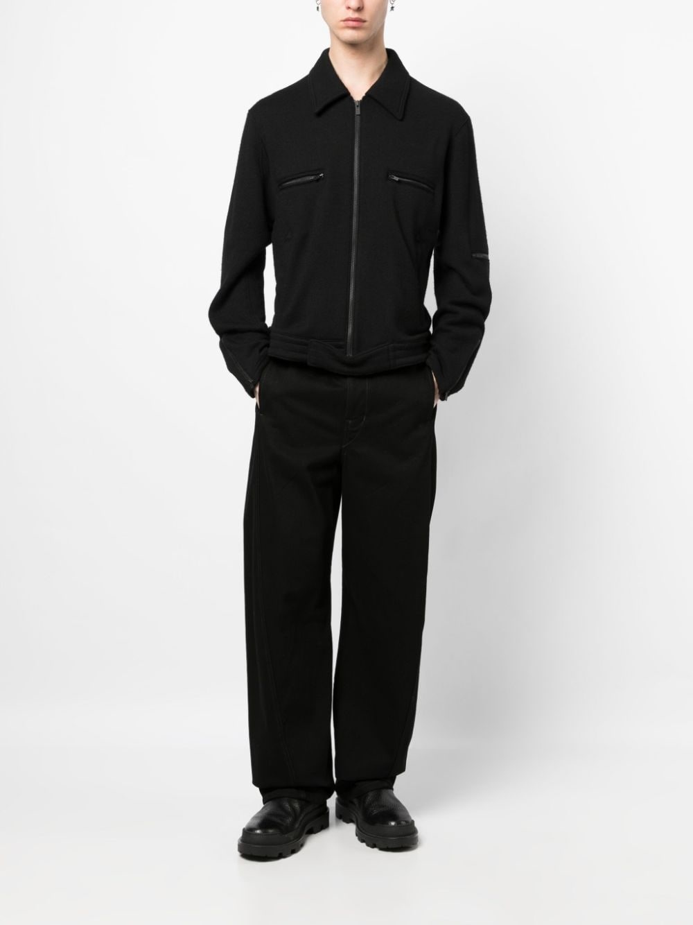zipped biker jacket - 3