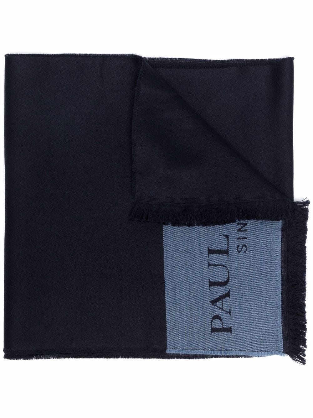 embroidered-logo fringed scarf - 1