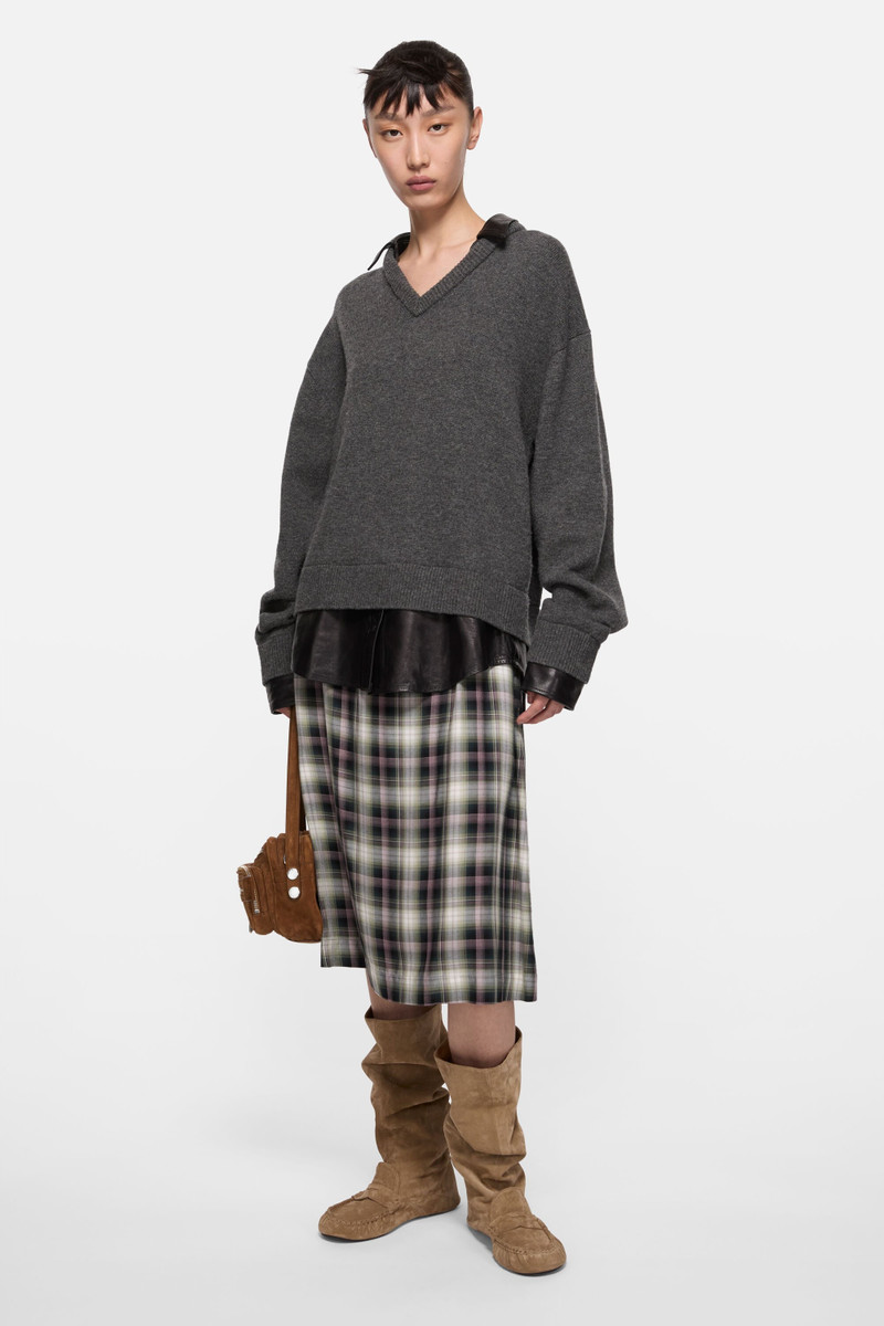 Acne Studios Check midi skirt - Black/green outlook