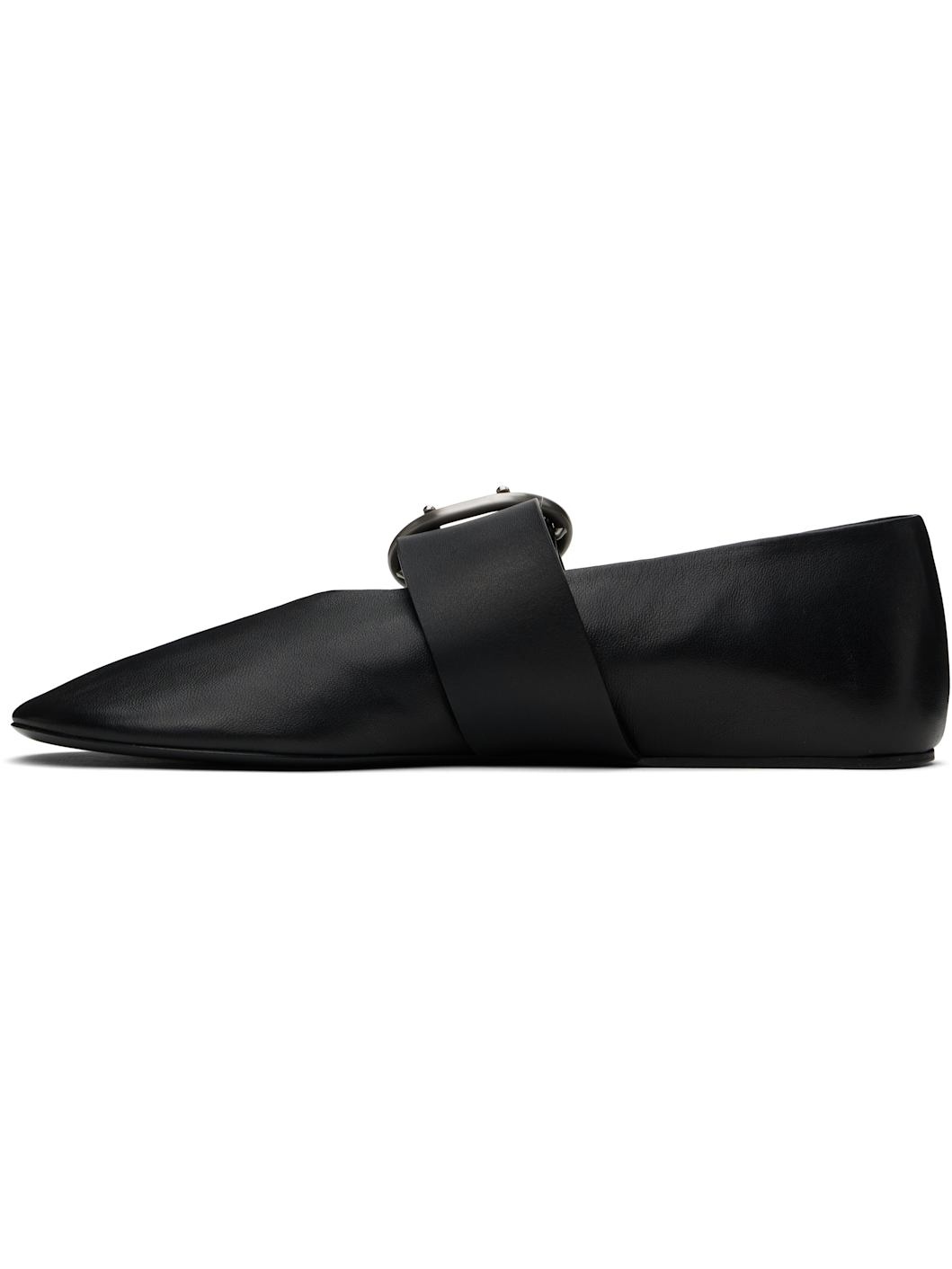 Black Buckle Ballerina Flats - 3