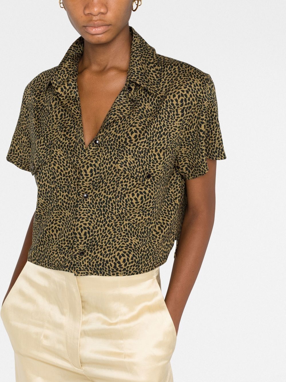 leopard-print cropped shirt - 5