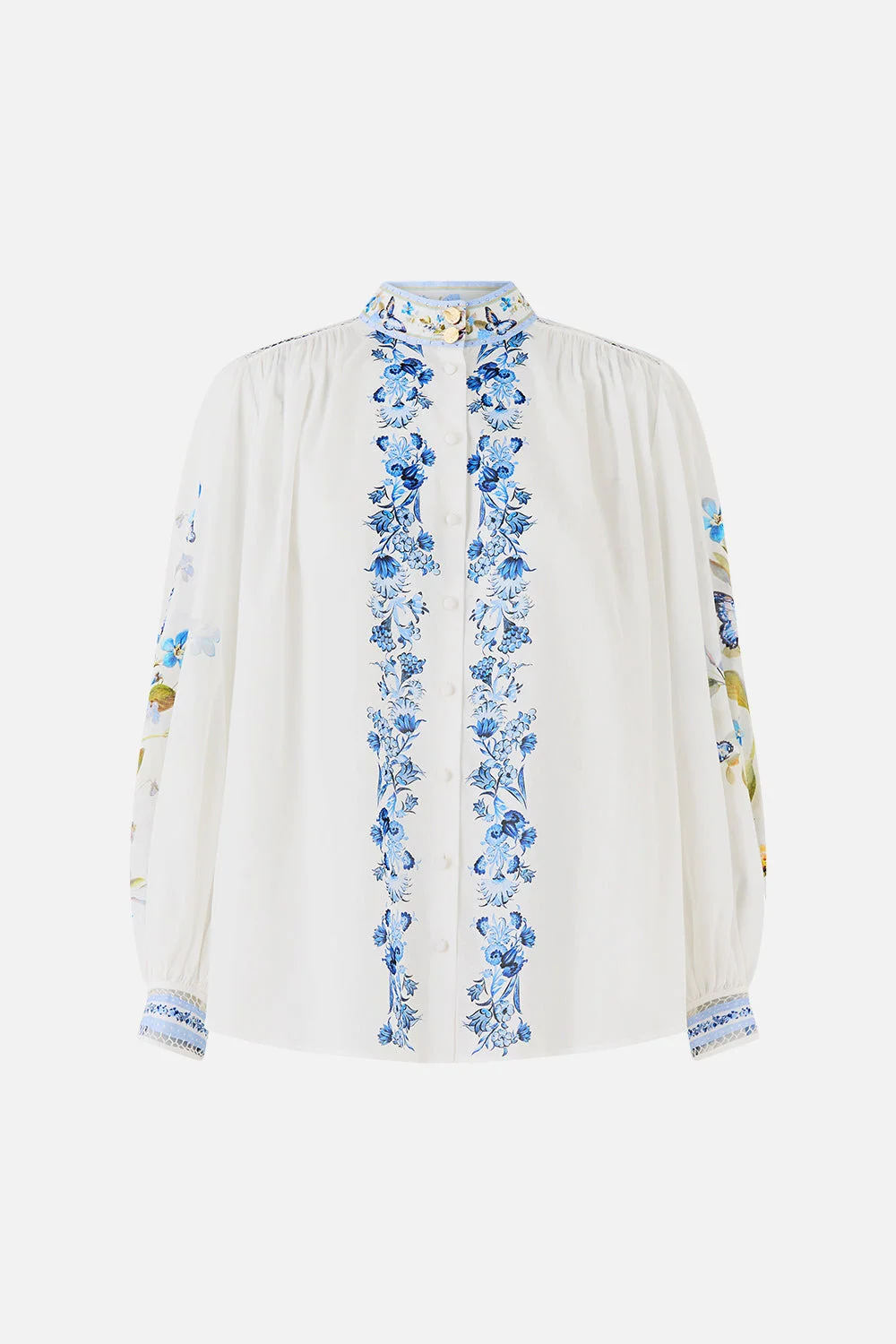 HIGH NECK BUTTON THROUGH BLOUSE - 1