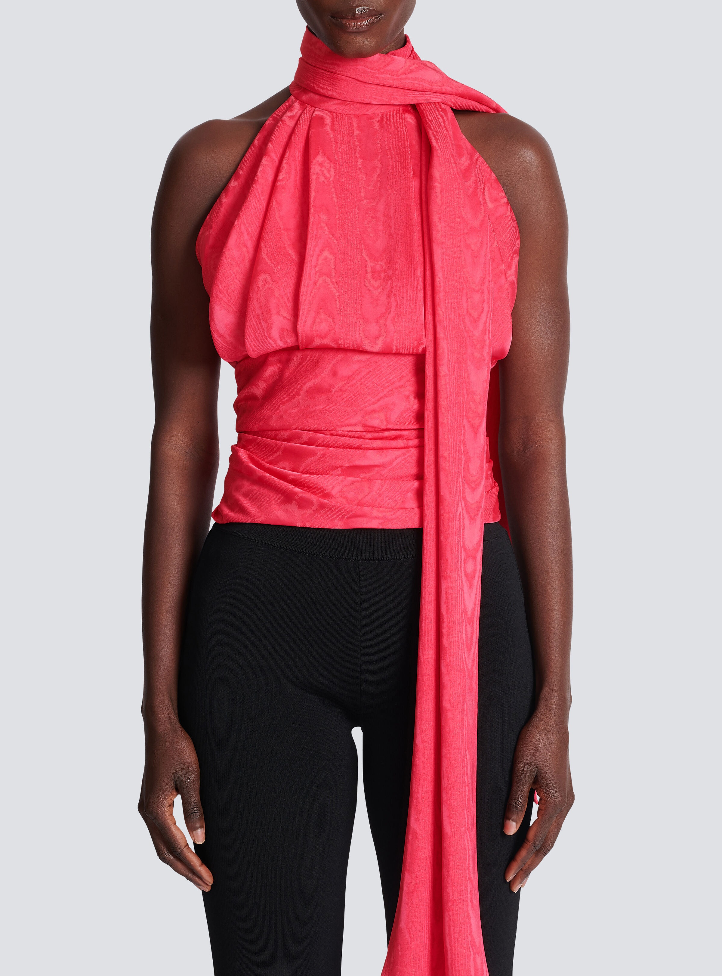 Sleeveless top with draped collar - 5