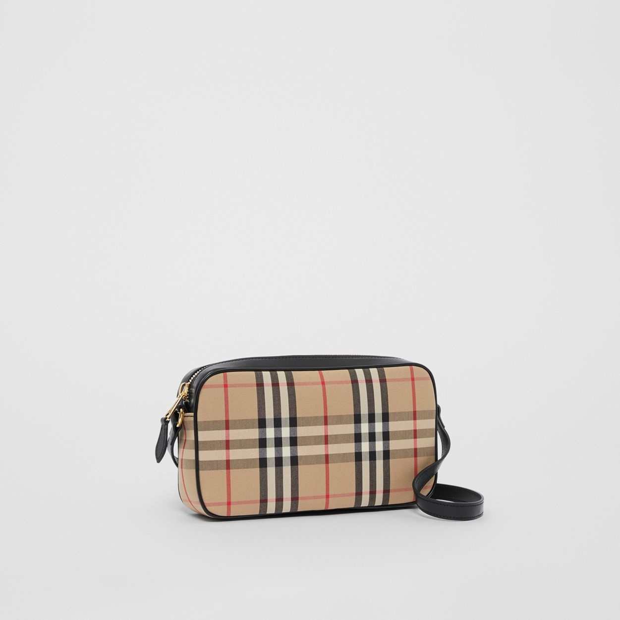 Small Vintage Check and Leather Camera Bag - 7