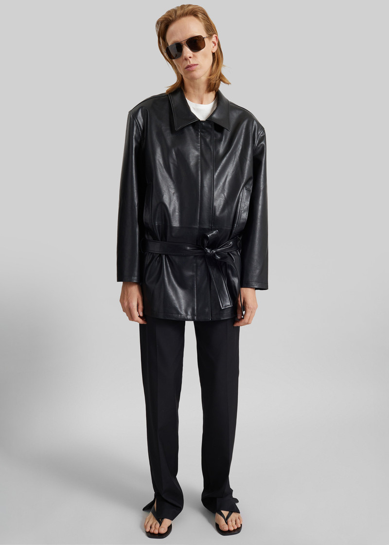 LOW CLASSIC Low Classic Low Waist Artificial Leather Jacket - Black outlook