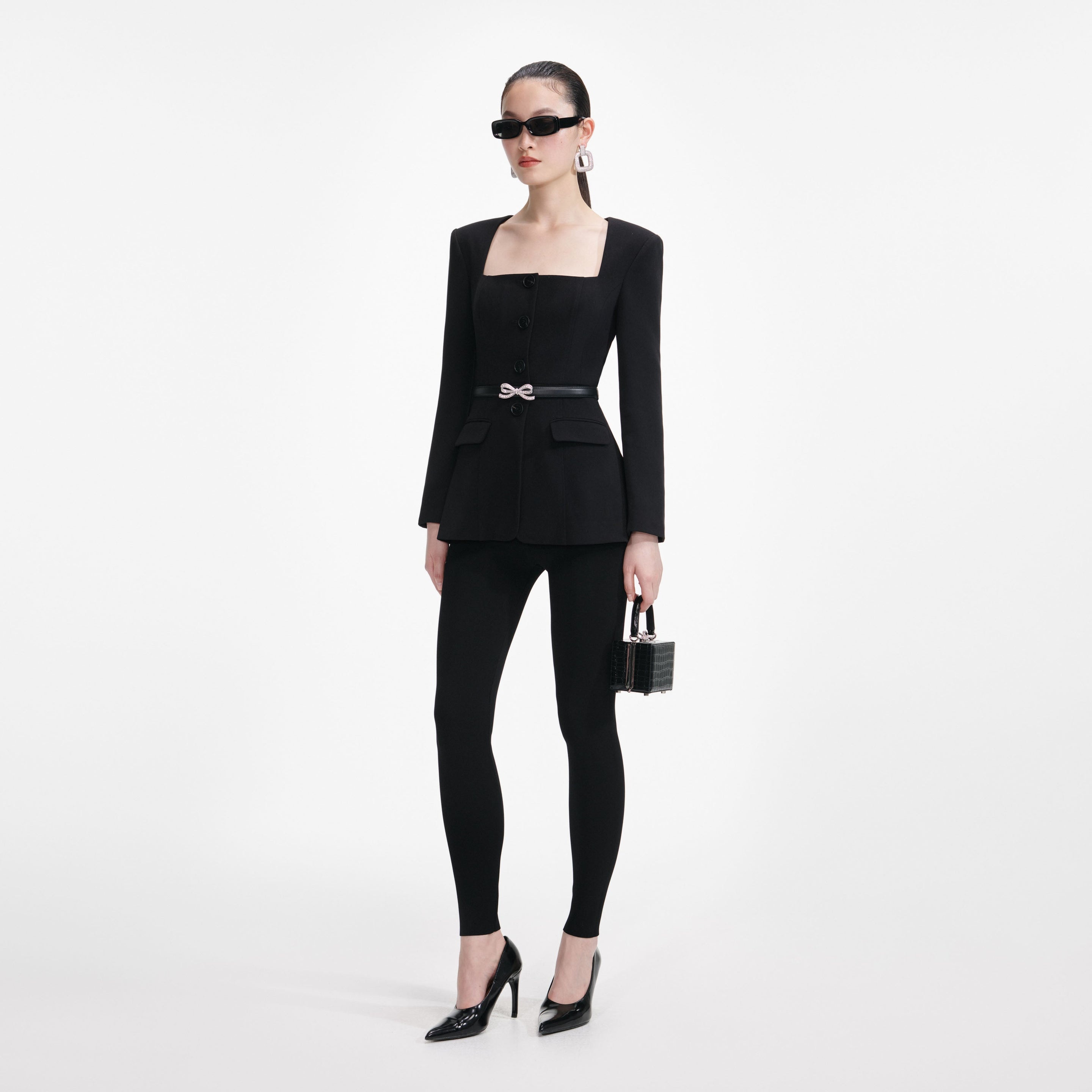 Black Crepe Tailored Top - 2