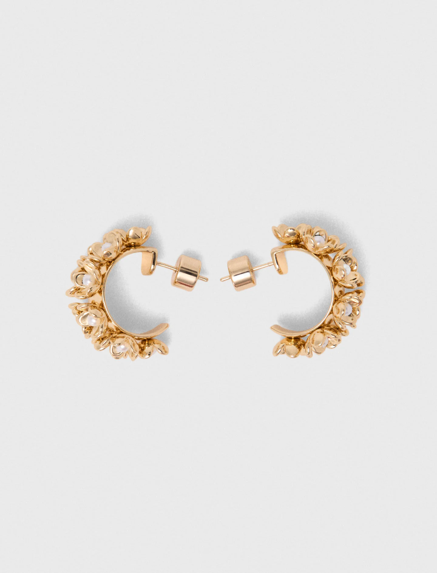 Rhinestone flower hoop earrings - 1