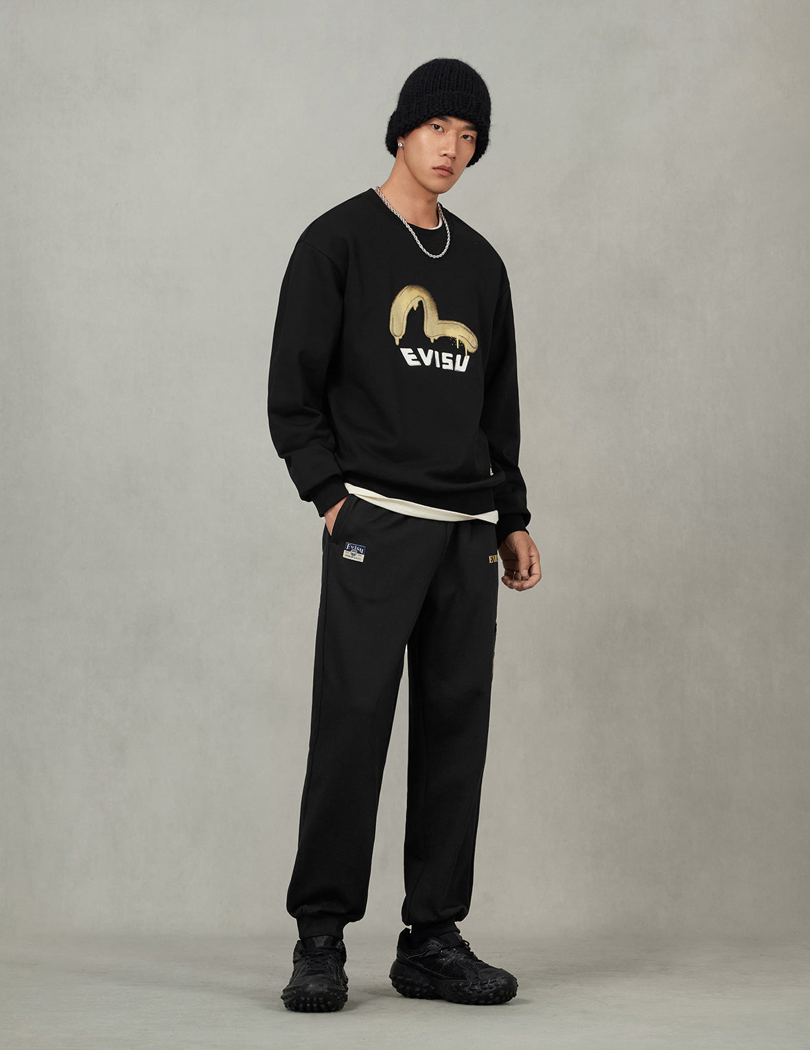 Graffiti Seagull Print and Sashiko Relax Fit Sweatshirt - 4