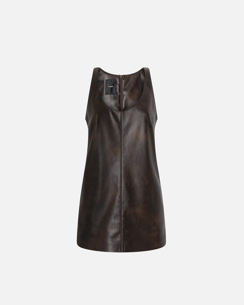 LEATHER-EFFECT MINI TUNIC DRESS 1
