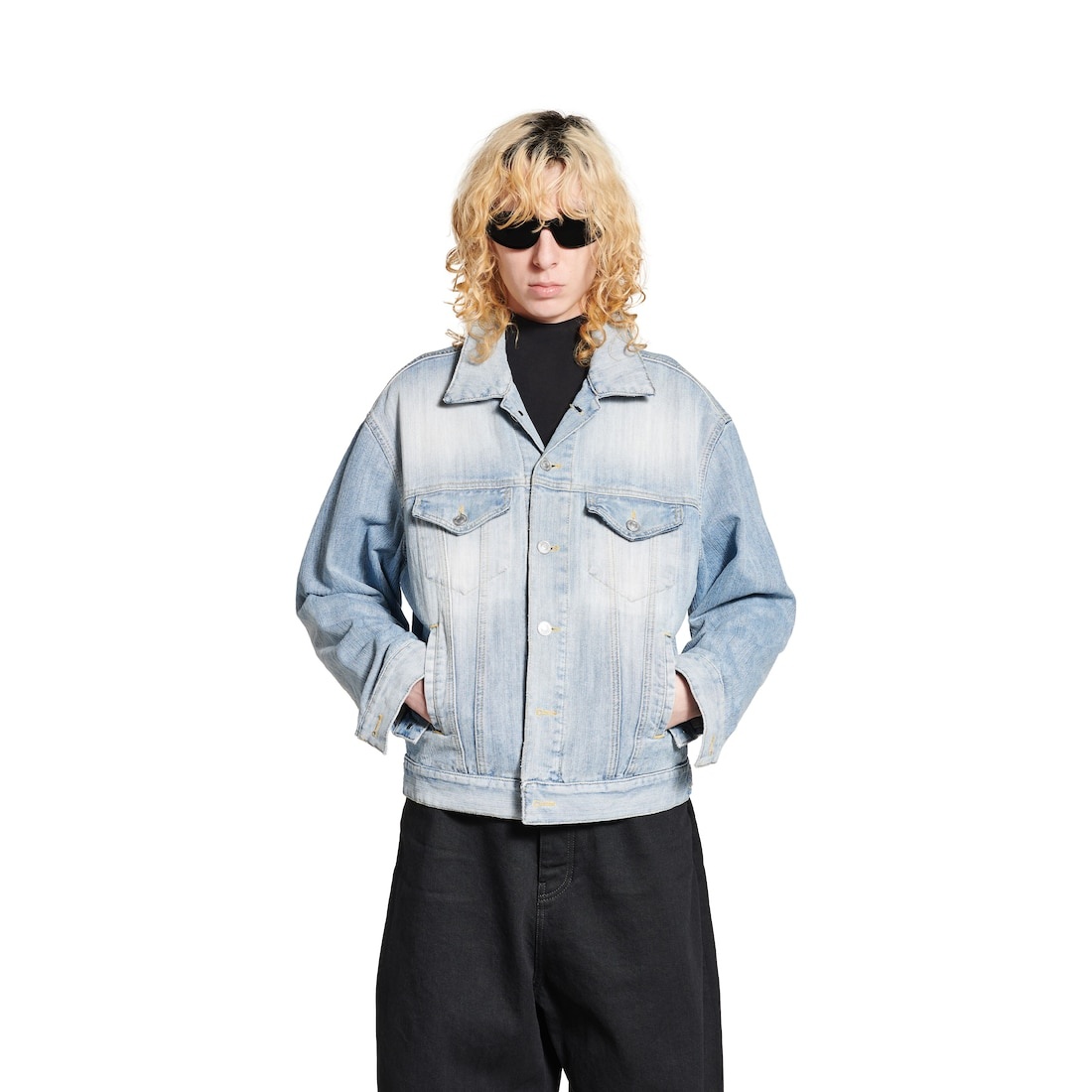 Women's Standing Collar Jacket in Light Blue - 5