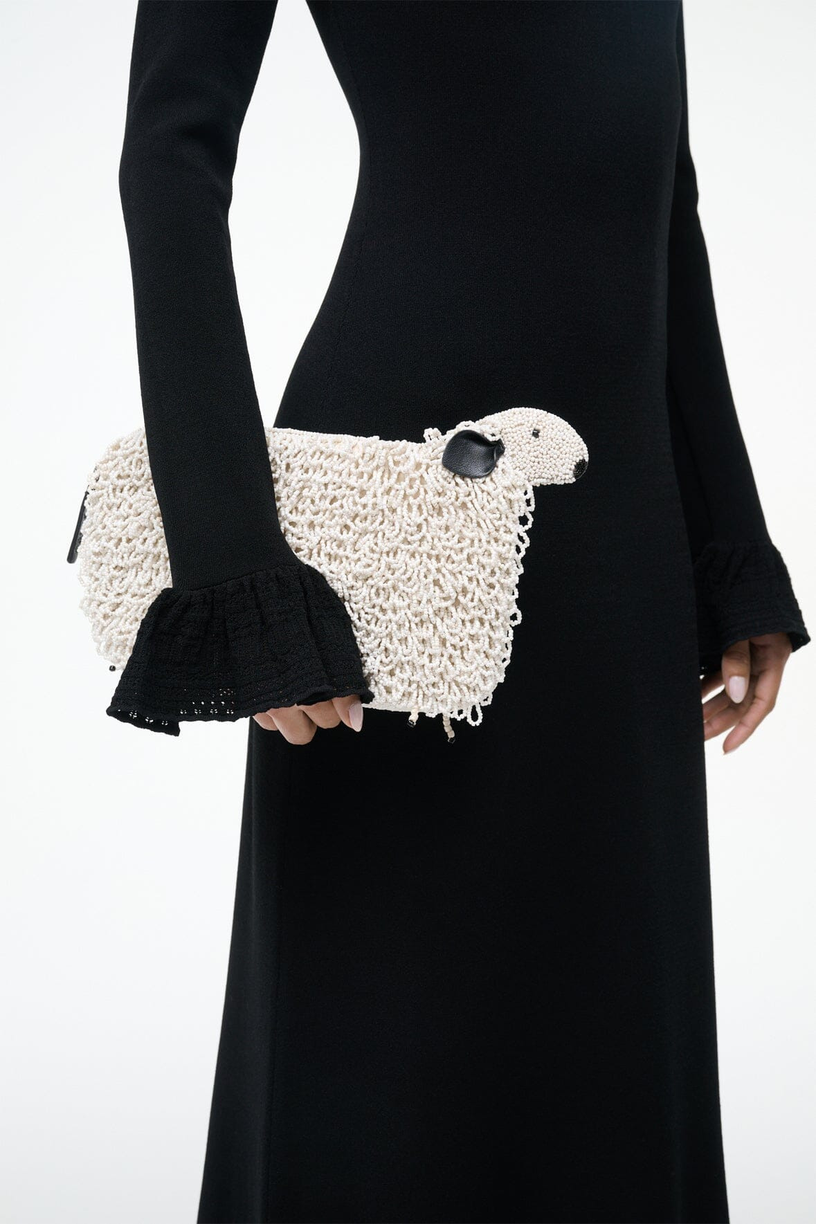 STAUD DOLLY BEADED CLUTCH IVORY - 2