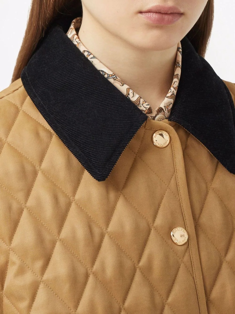 corduroy-collar diamond-quilted jacket - 5