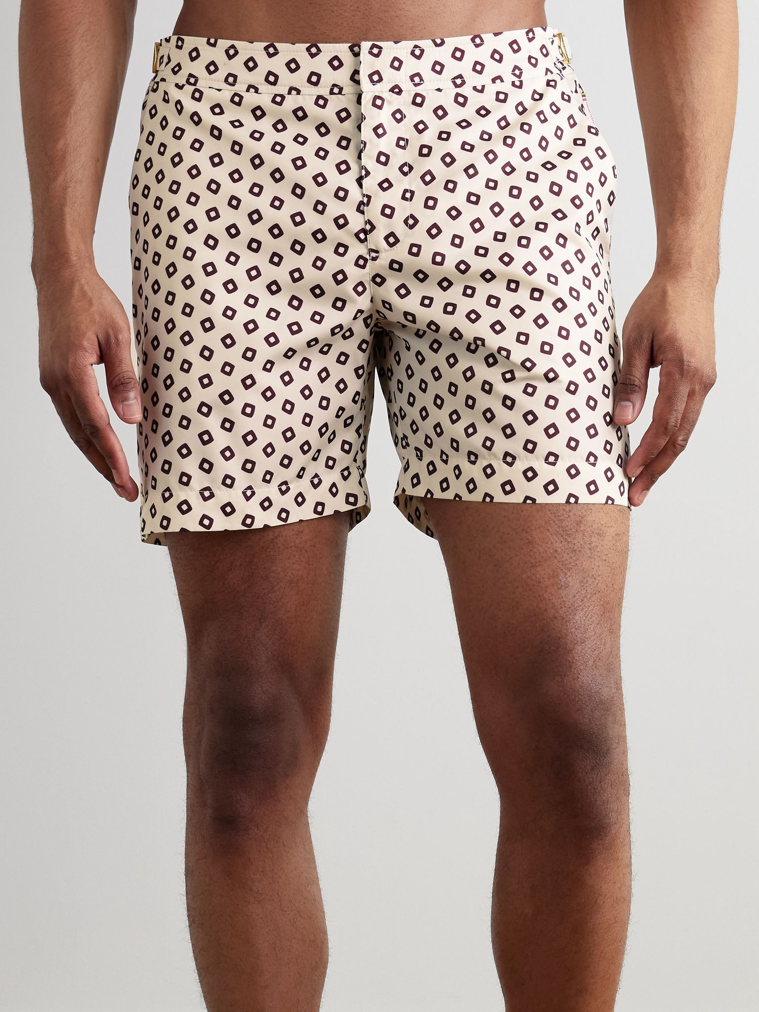 Bulldog Straight-Leg Mid-Length Printed Recycled Swim Shorts Ecru - 2