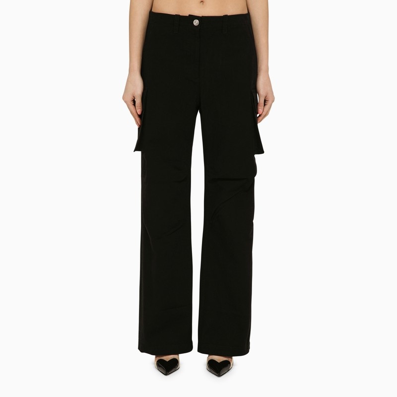 Black cotton cargo trousers - 1