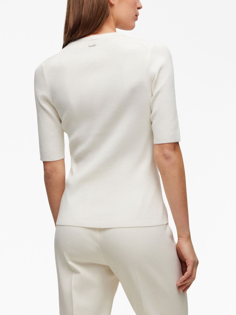 decorative-button ribbed-knit top - 4