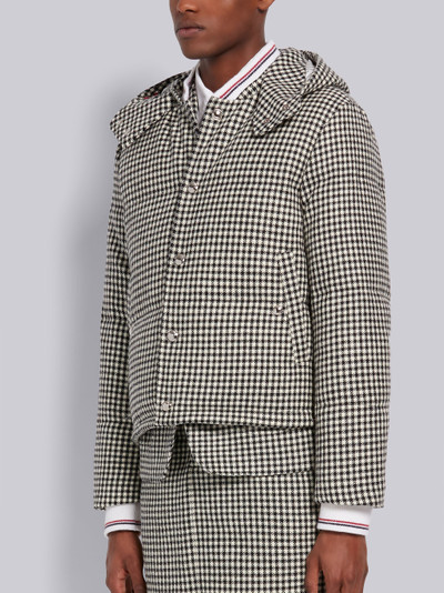 Thom Browne Black and White Gun Club Check Wool Hunting Tweed Down Filled Hooded Bomber Jacket outlook