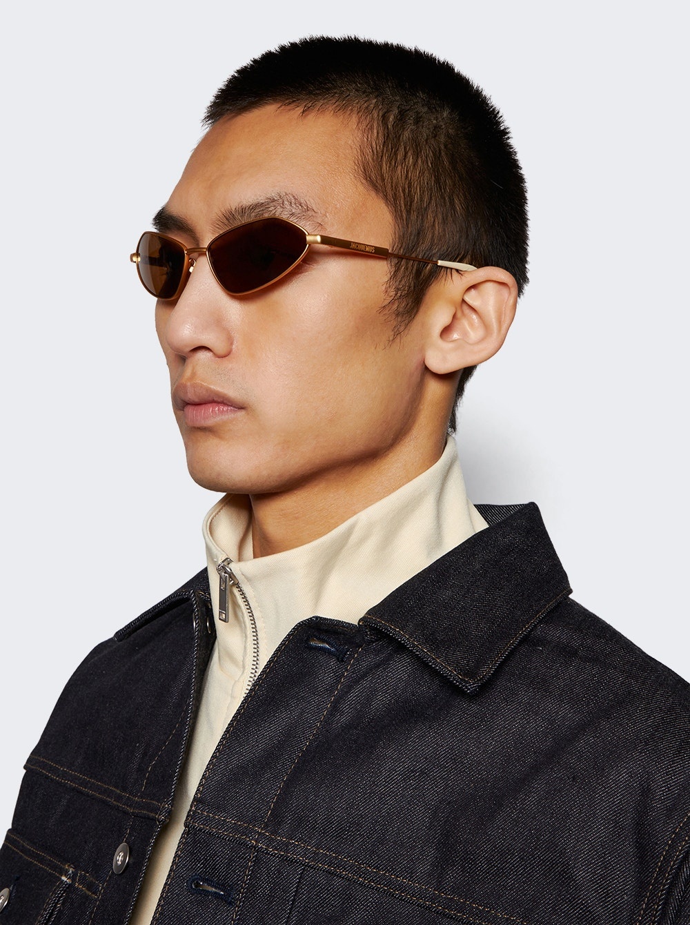 X Jacquemus Bambino Angular Metal Sunglasses Gold And Brown - 3