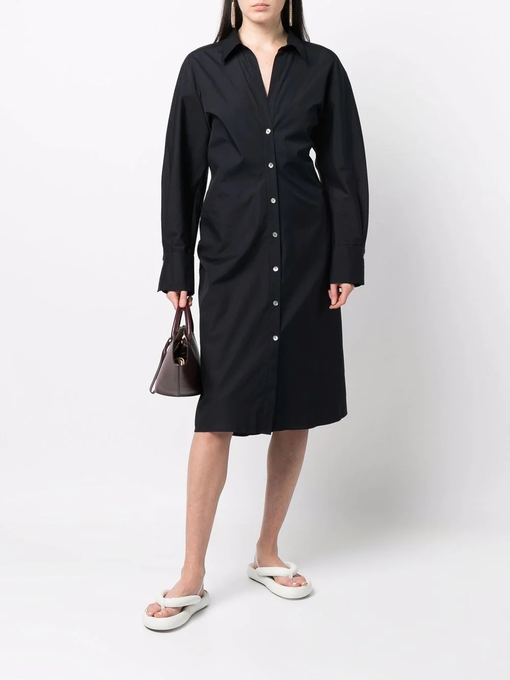 fitted cotton shirt dress - 3