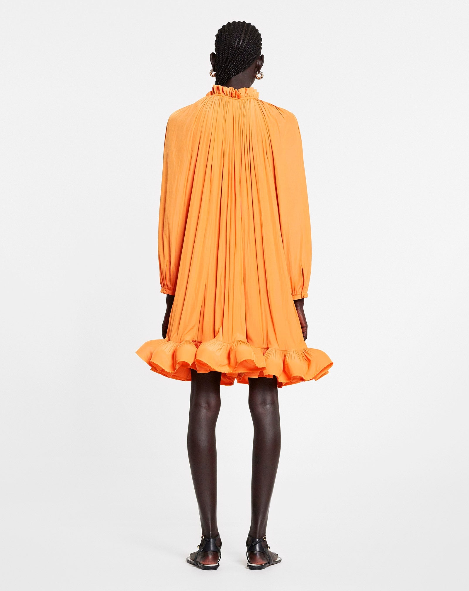 SHORT CHARMEUSE DRESS WITH LONG SLEEVES - 4