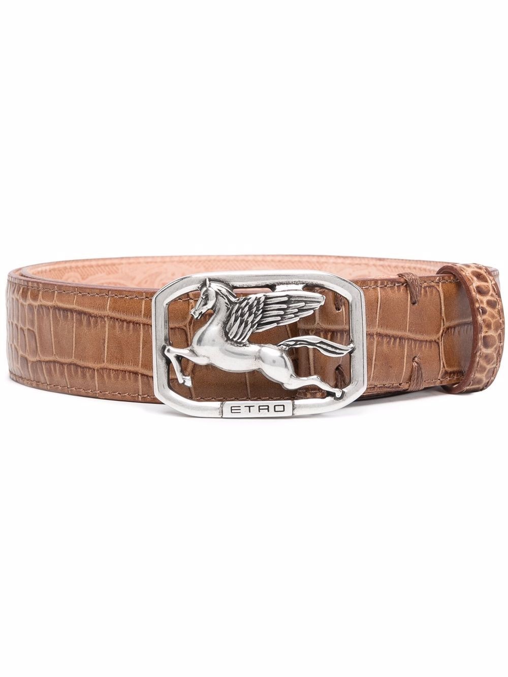 croc-effect logo buckle belt - 1