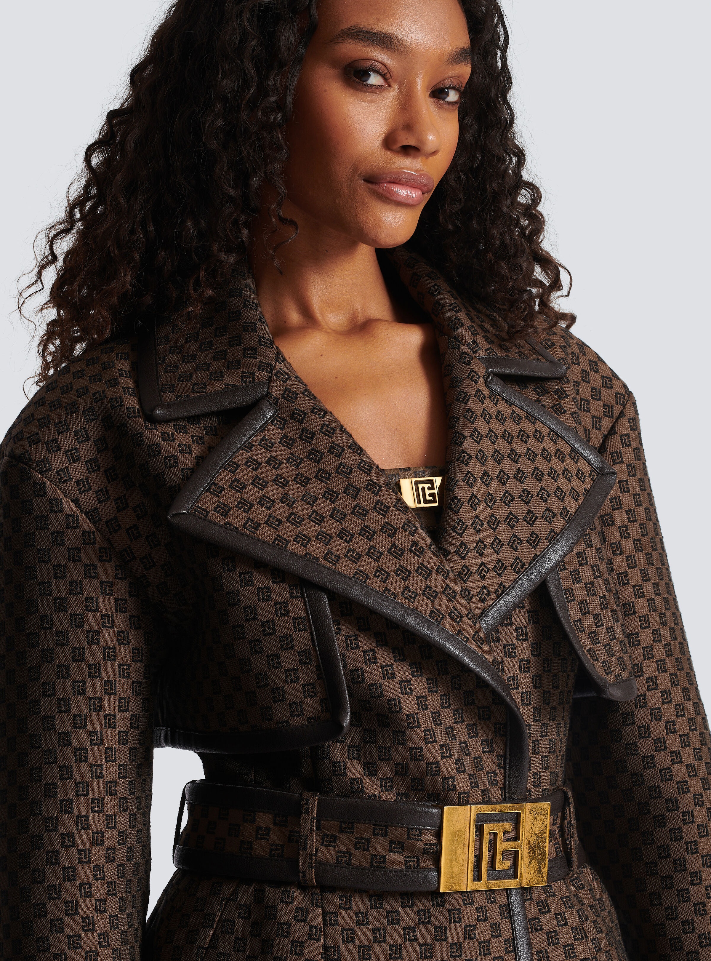 Balmain Mini monogram jacquard trench coat REVERSIBLE