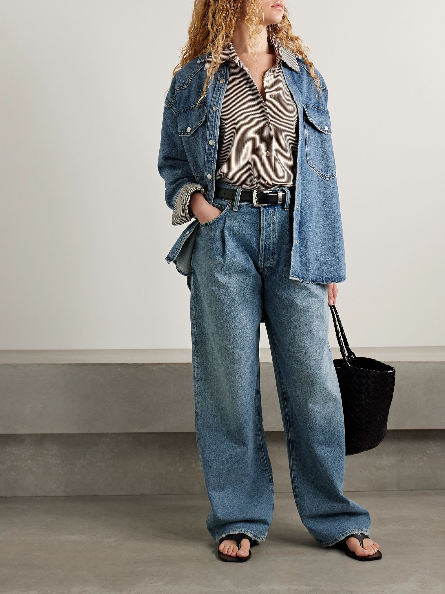 Franka pleated high-rise wide-leg jeans Mid denim - 2