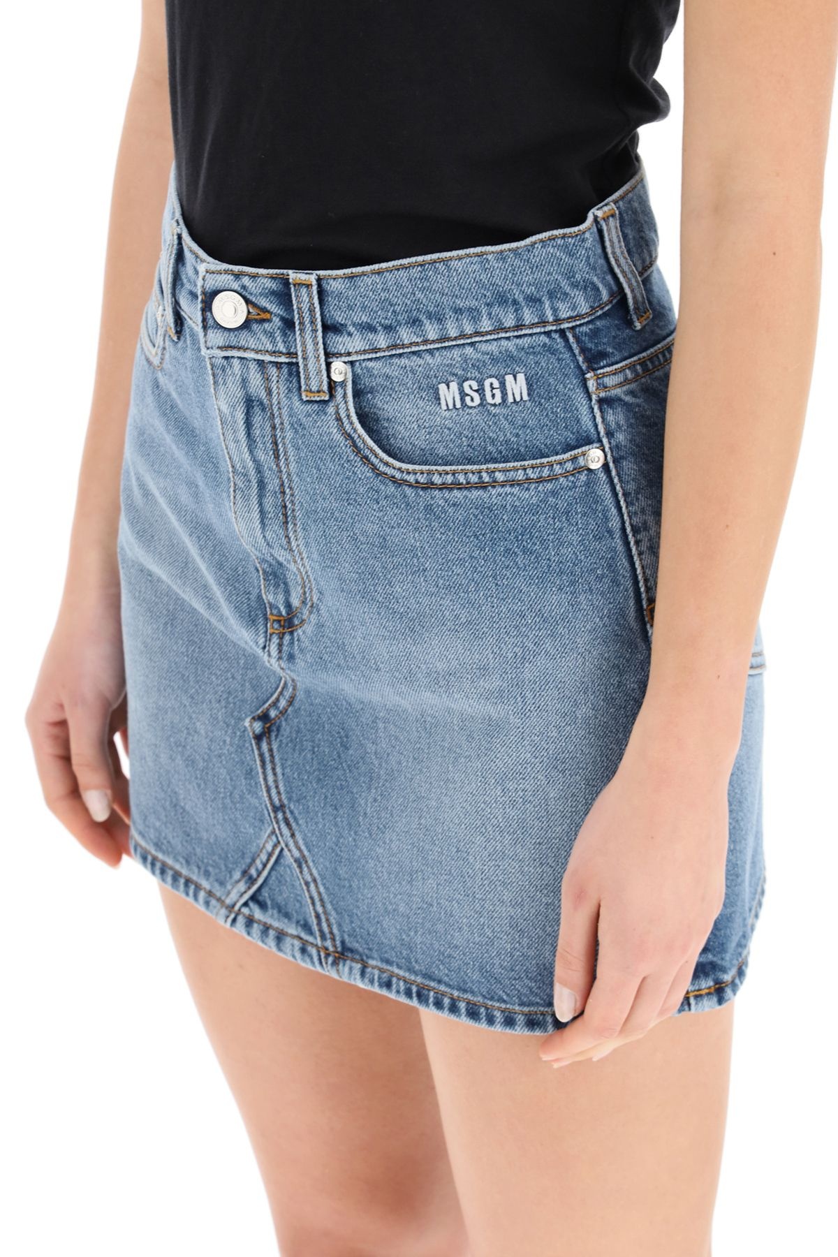 DENIM MINI SKIRT WITH LOGO - 5