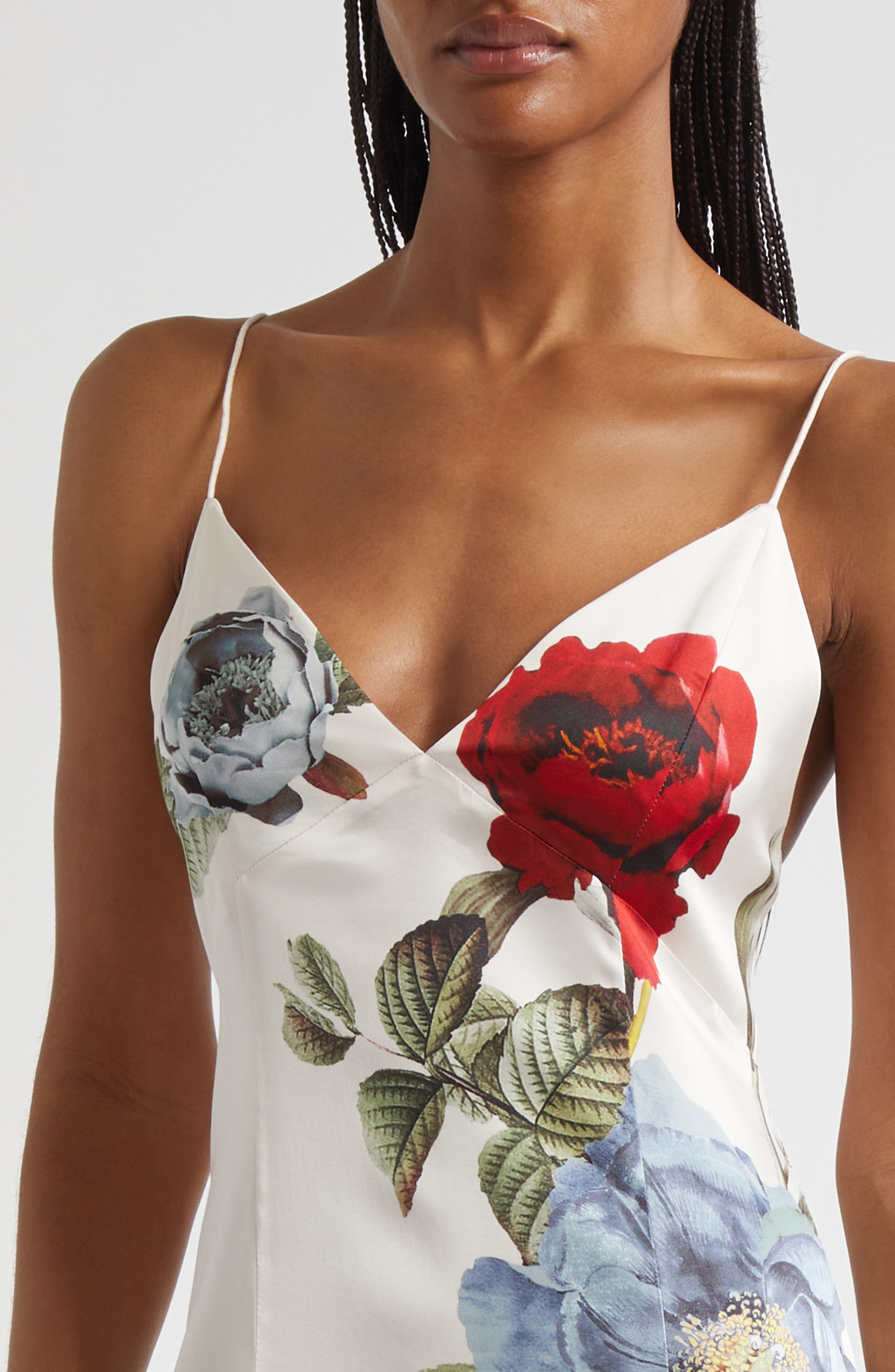 Alice + Olivia Julietta Floral Satin Slipdress in Provence Floral at Nordstrom - 4