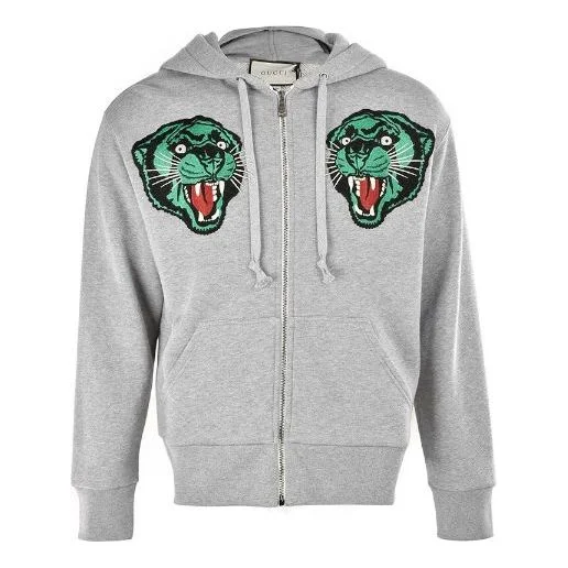 Gucci Tiger Head Hooded Jacket 'Grey Green' 519681-XJAOB-1097 - 1