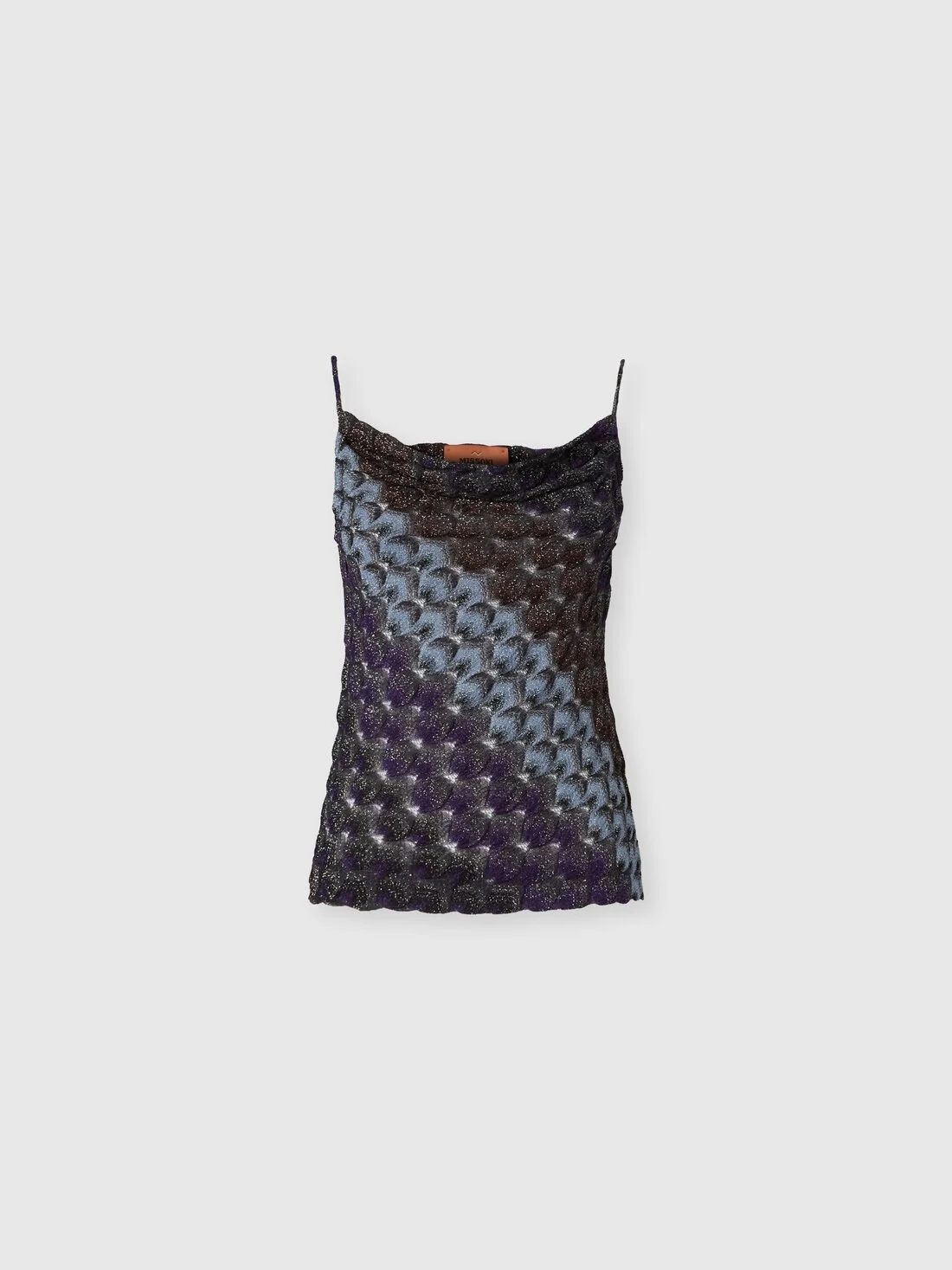 Lace motif top with draped neckline - 1