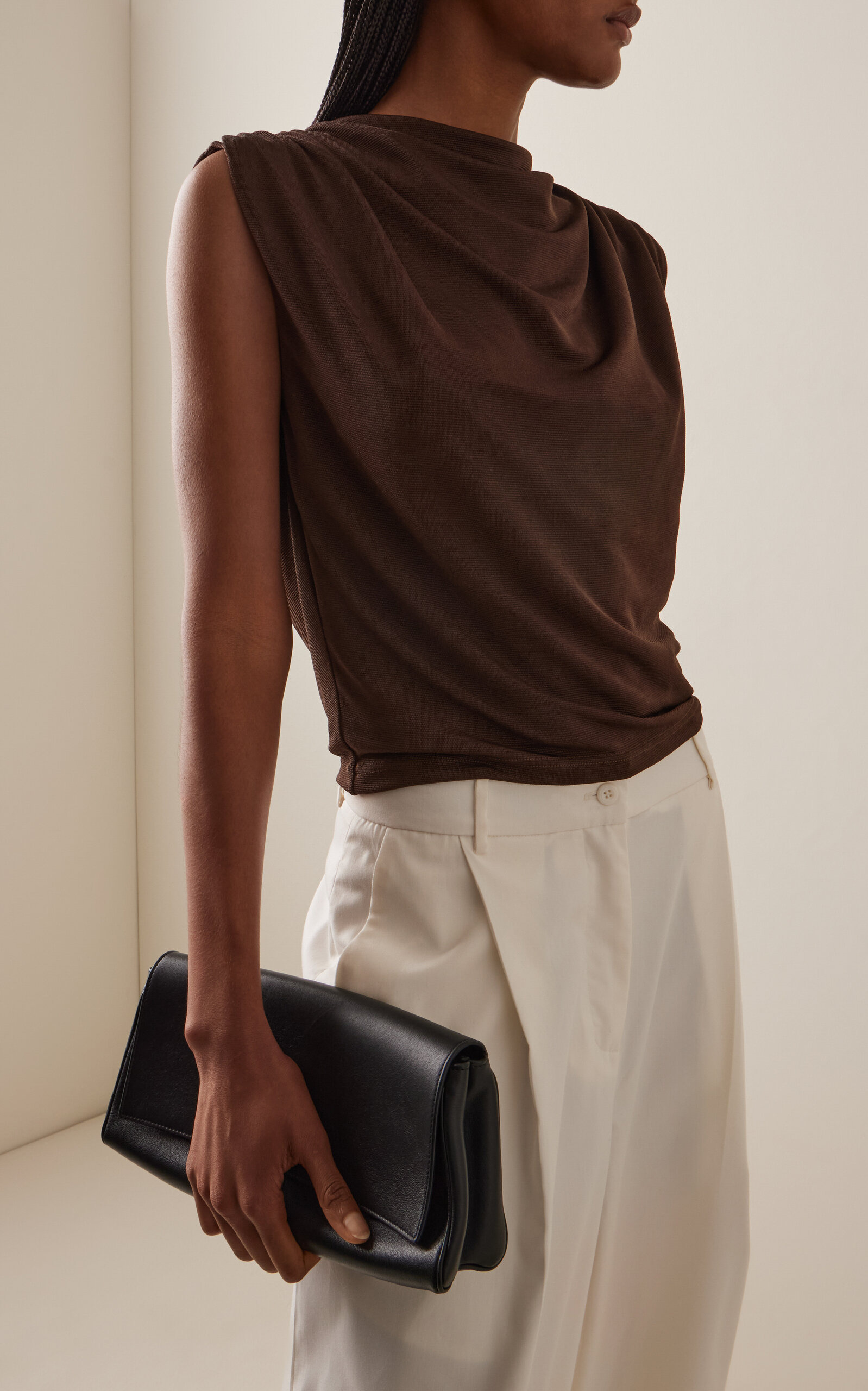 Emi Draped Jersey Top brown - 3