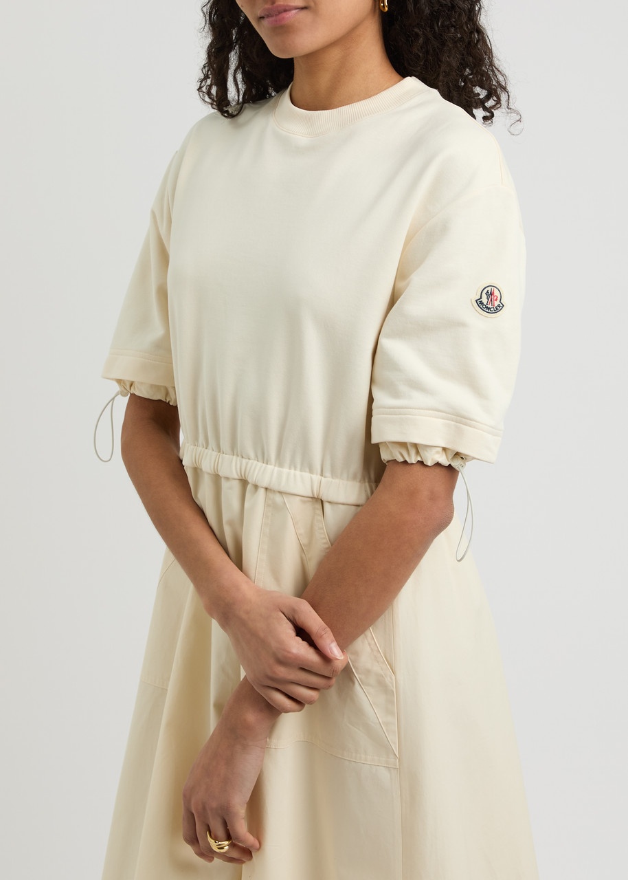 Moncler Moncler Abito Cotton and Woven Midi Dress