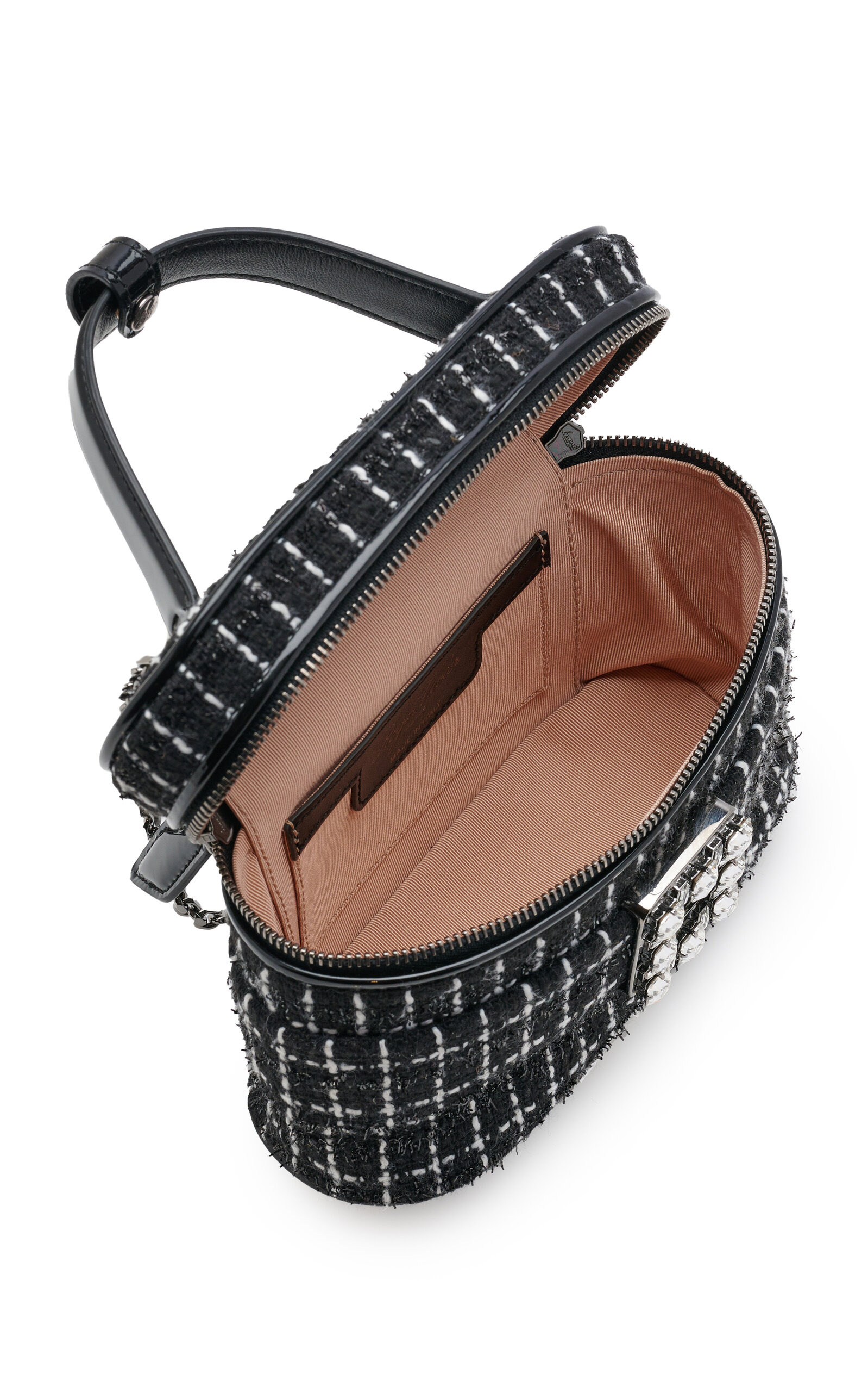 Crystal-Buckle Tweed Vanity Micro Bag black - 6