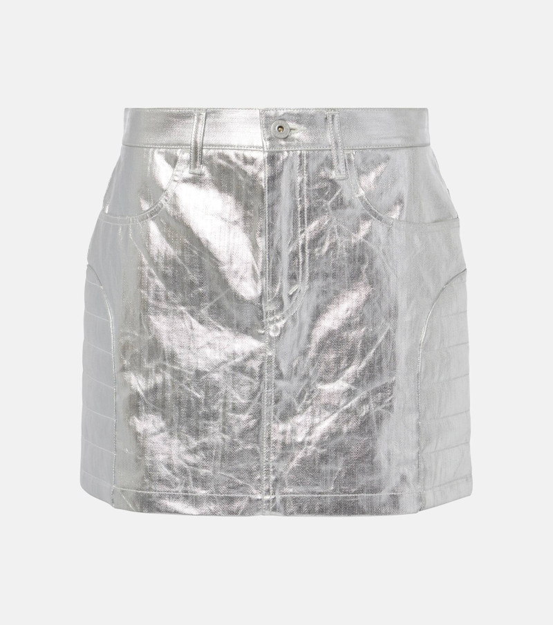 Metallic-effect cotton miniskirt - 1