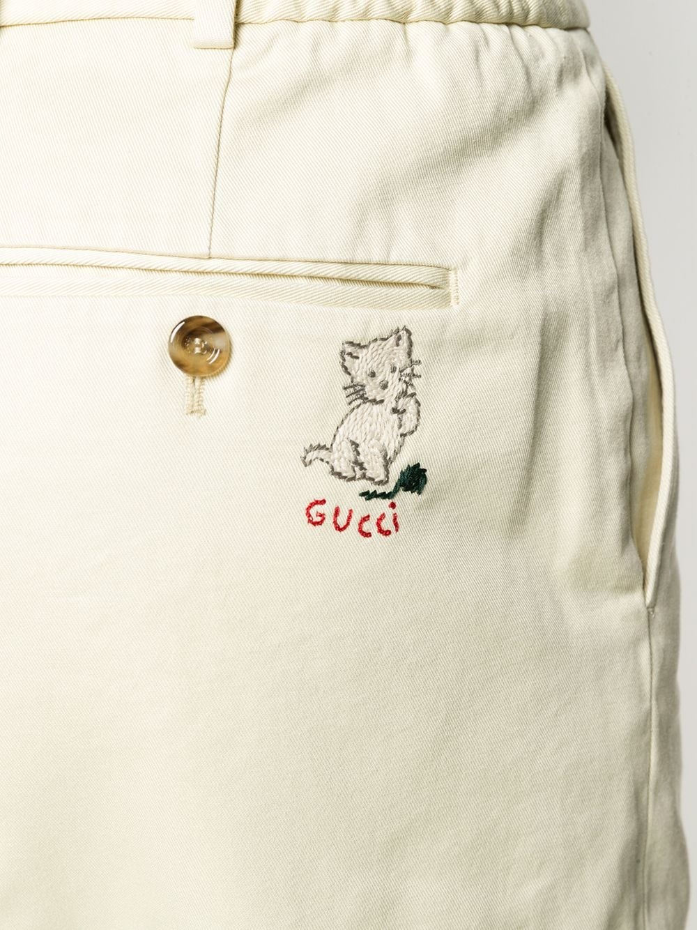 kitten embroidered chino trousers - 5