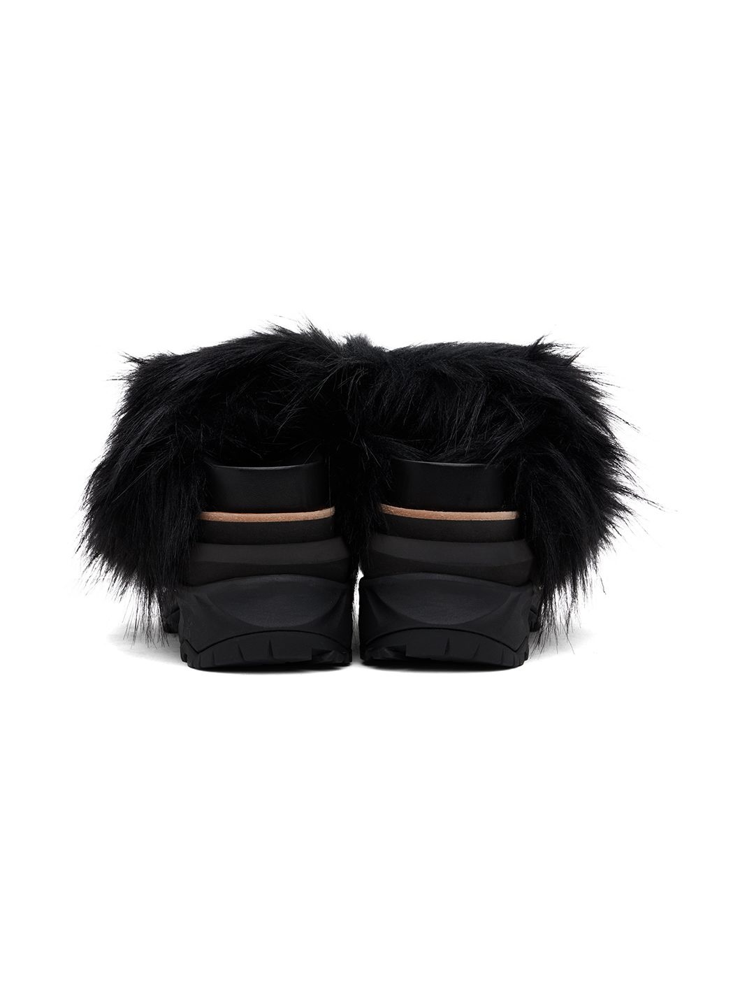 Black Faux-Fur Sandals - 2