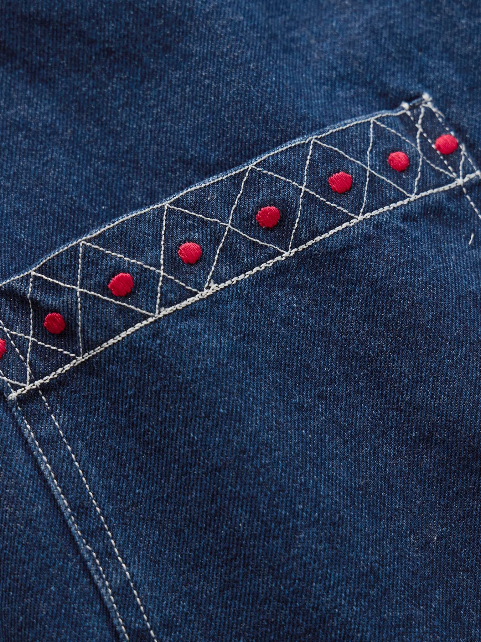 Cropped Embroidered Denim Jacket - 3