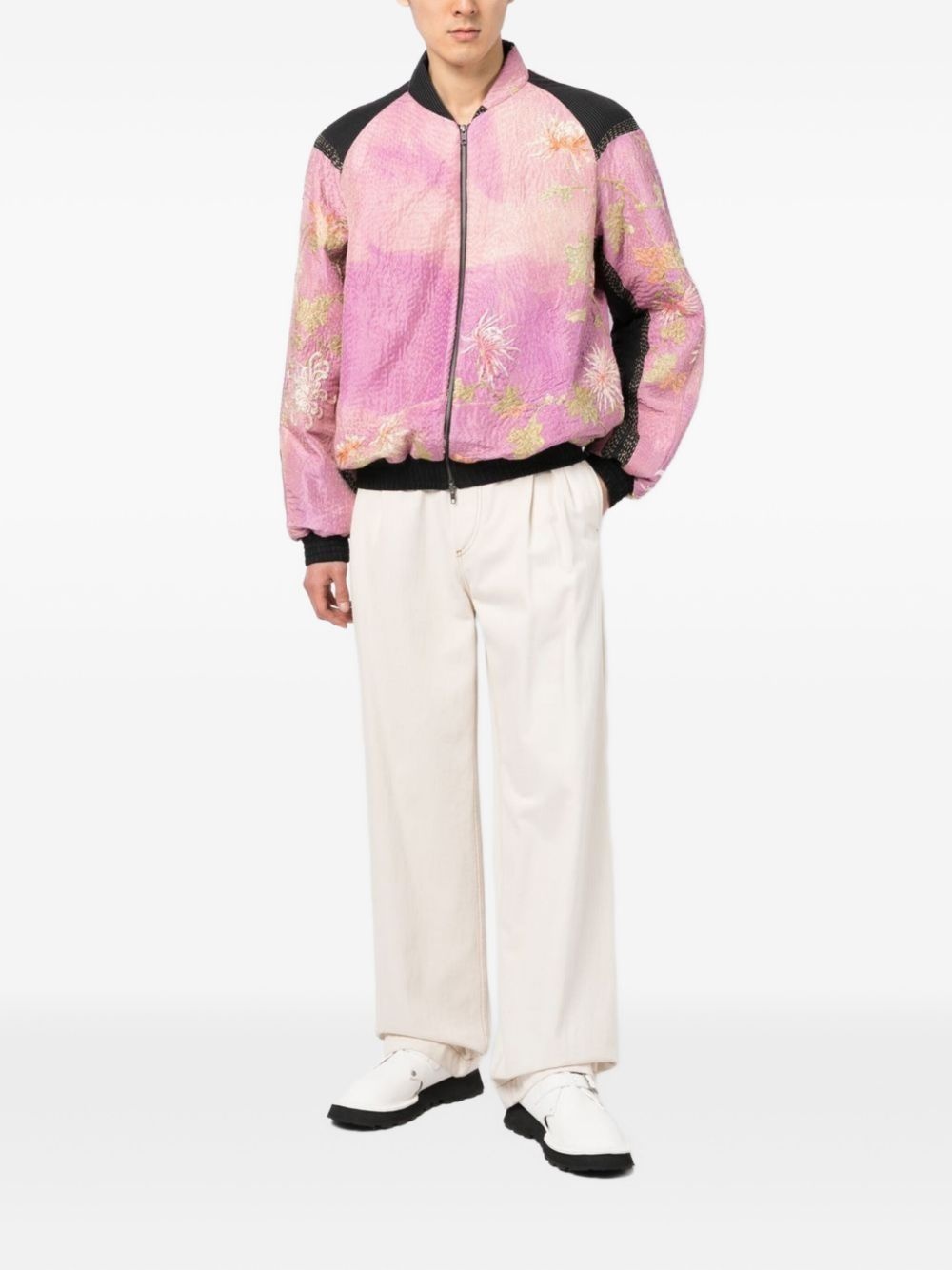 floral-embroidered bomber jacket - 2