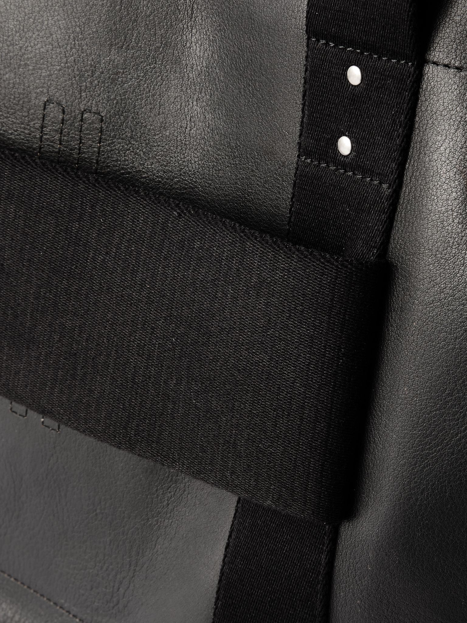Webbing-Trimmed Burnished-Leather Weekend Bag Black - 4