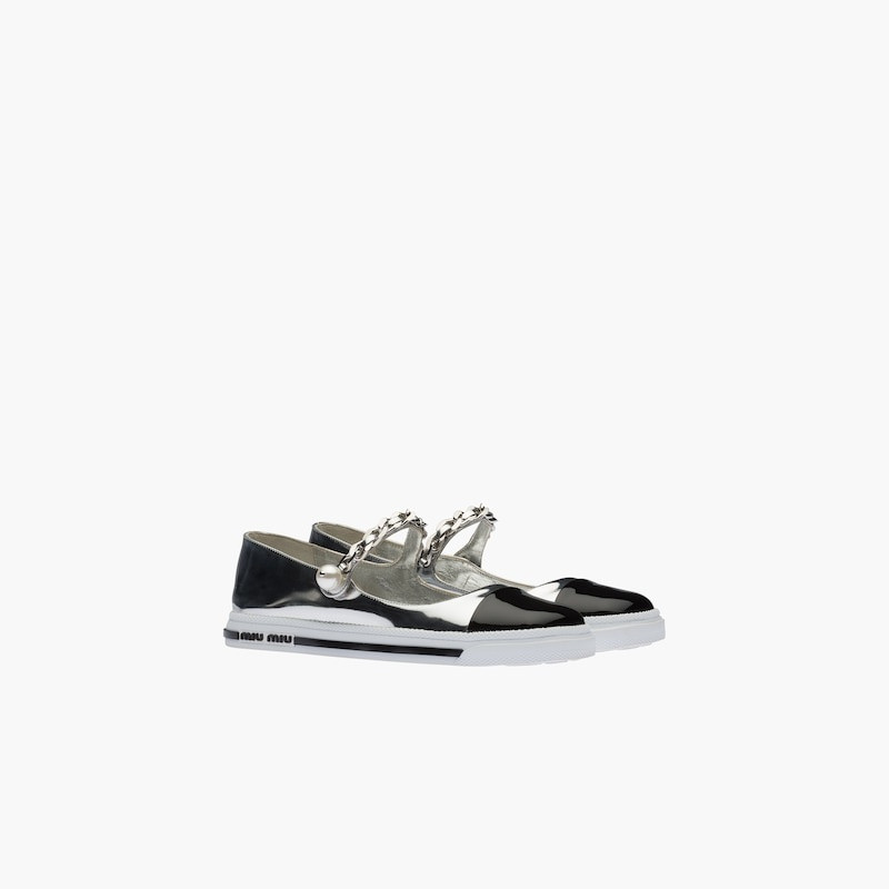 Miu Miu Metallic technical fabric ballerinas outlook