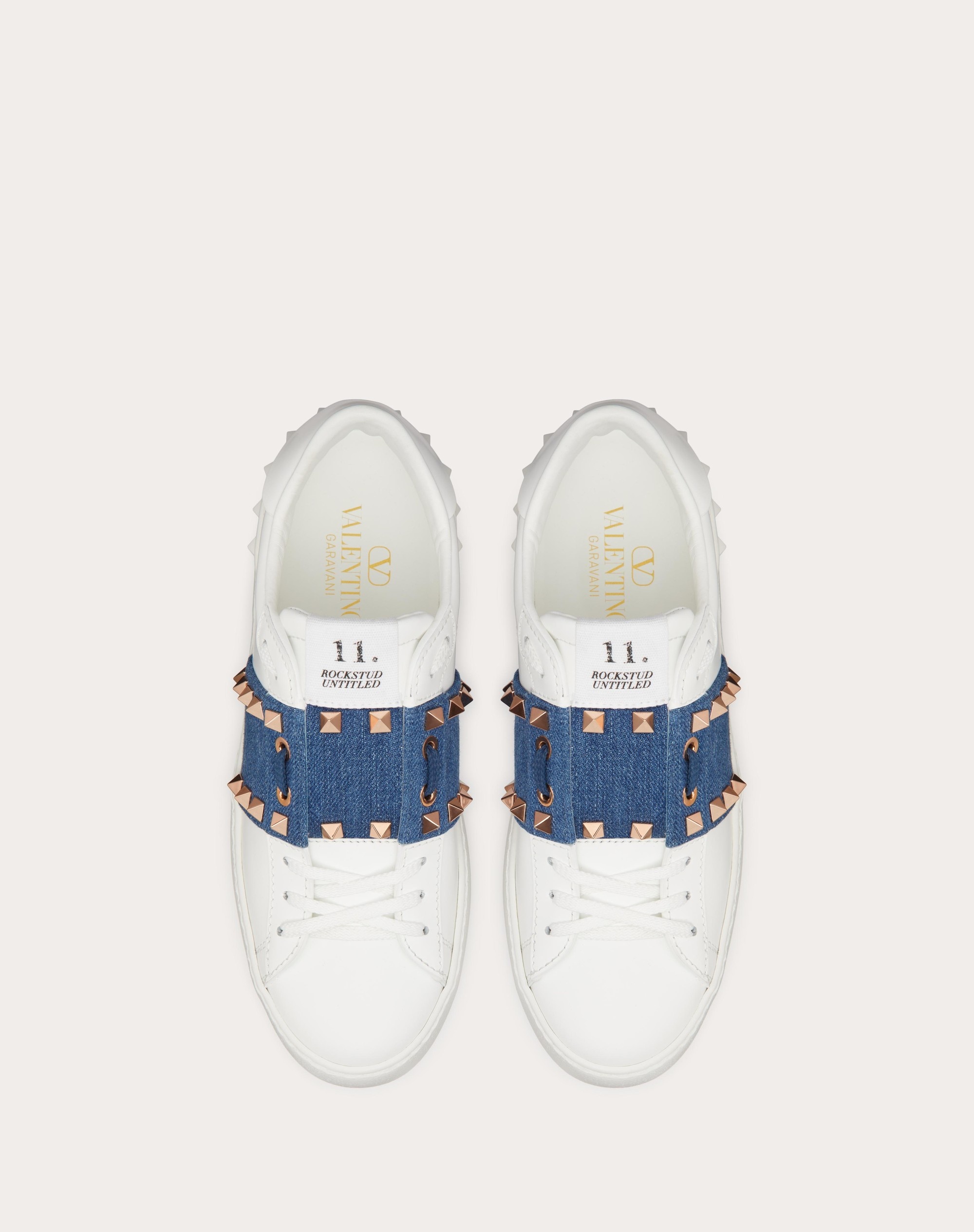 ROCKSTUD UNTITLED SNEAKER IN CALFSKIN WITH DENIM BAND - 4