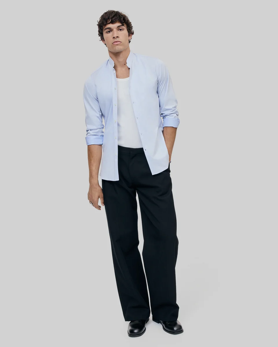 BLUE SHIRT WITH OFFICER COLLAR - 1
